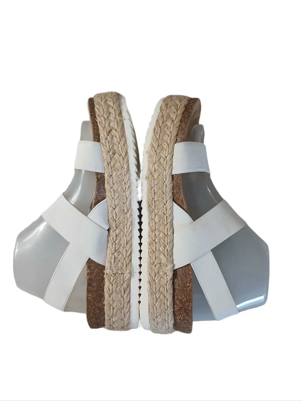 Steve Madden White Espadrille Platform Sandals Size 8.5